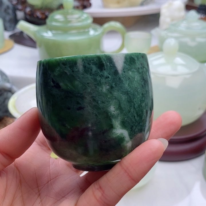 岫玉四大名玉茶杯120c c未镶嵌