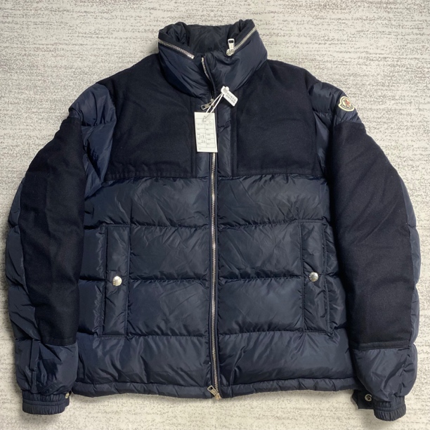 99新 MONCLER 蒙口 盟可睐 深蓝色ARCS羊毛拼接羽绒服 2码 