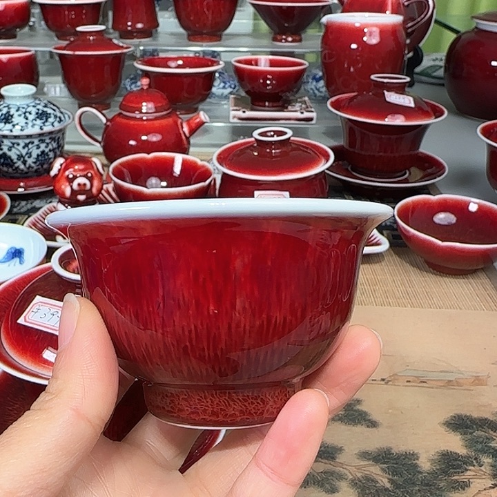 景德镇陶瓷红马坊压手杯