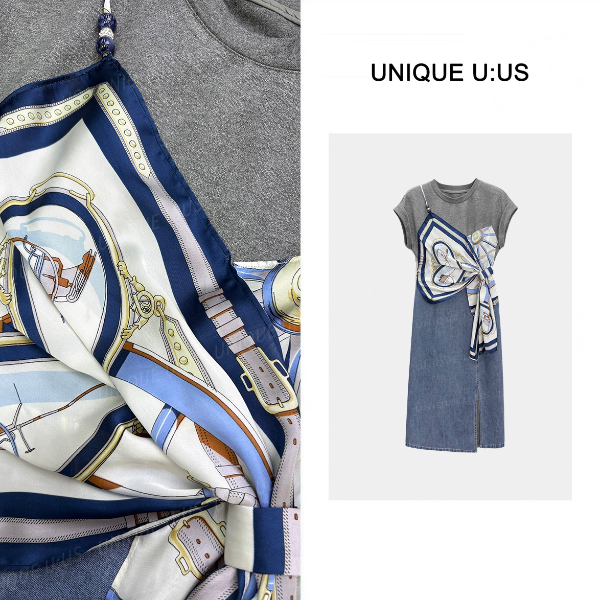 时尚艺术收腰气质显瘦女装连衣裙-252268-L