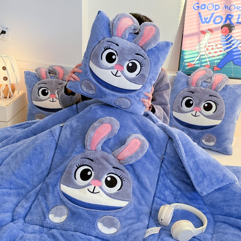 秋冬加厚抱枕被靠垫枕头被午休空调被兔兔卡通可爱汽车办公室沙发