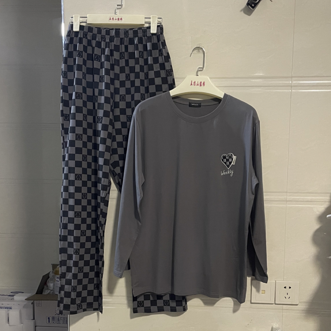 情侣、（莫代尔）品牌男士长袖长裤宽松可外穿简约家居服套装
