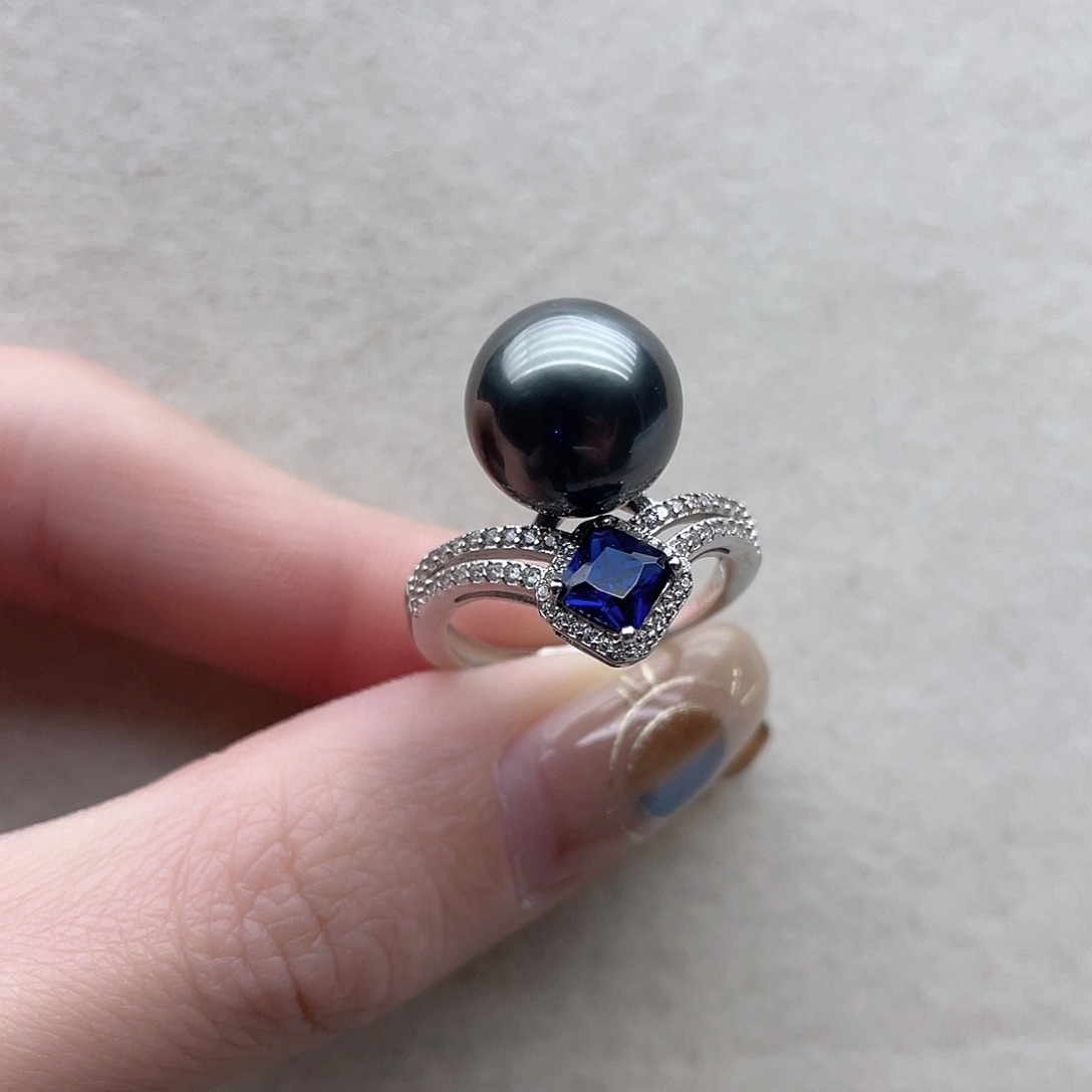 海水珍珠戒指89银S925镶嵌