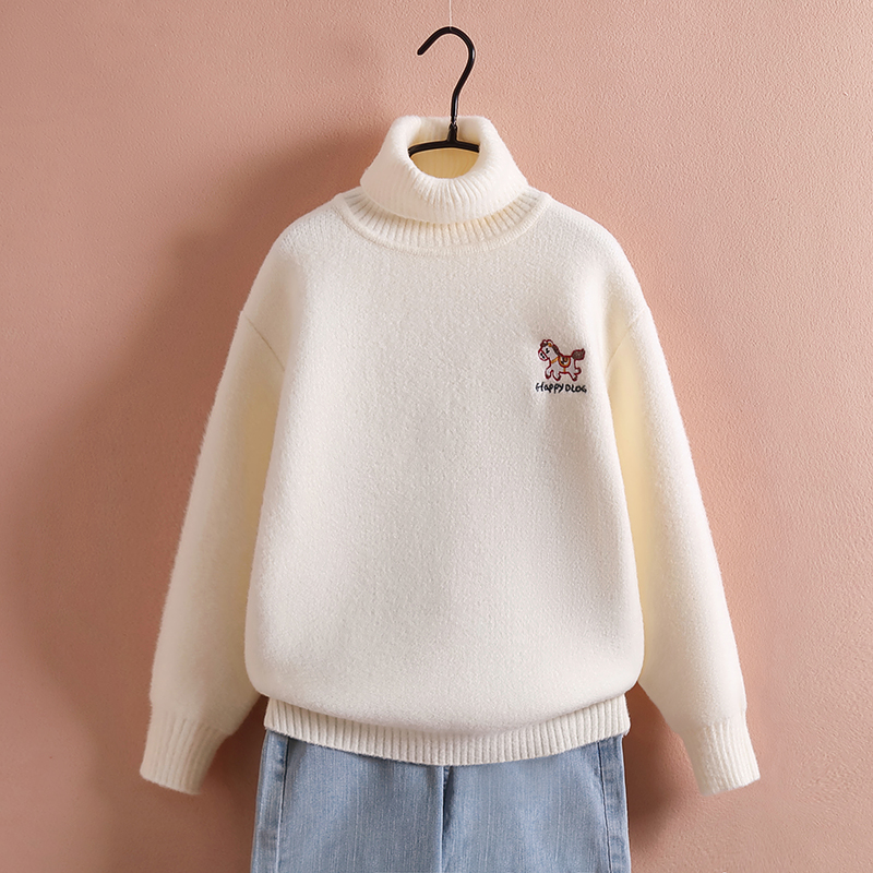 男女童高领毛衣大童冬季青少年高初中生加厚内搭保暖打底针织衫