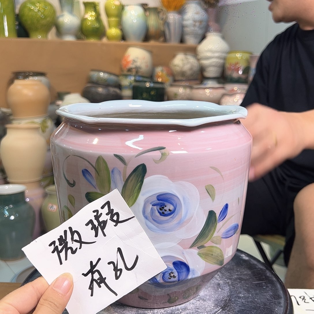 景德镇陶瓷花盆微瑕123