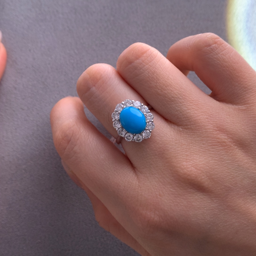 银S925镶嵌绿松石美松戒指