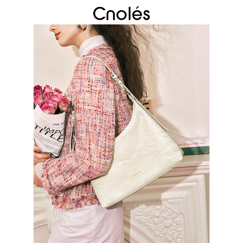Cnoles蔻一锦感星尘包斜挎包女2025新款包包牛皮托特腋下包hobo包