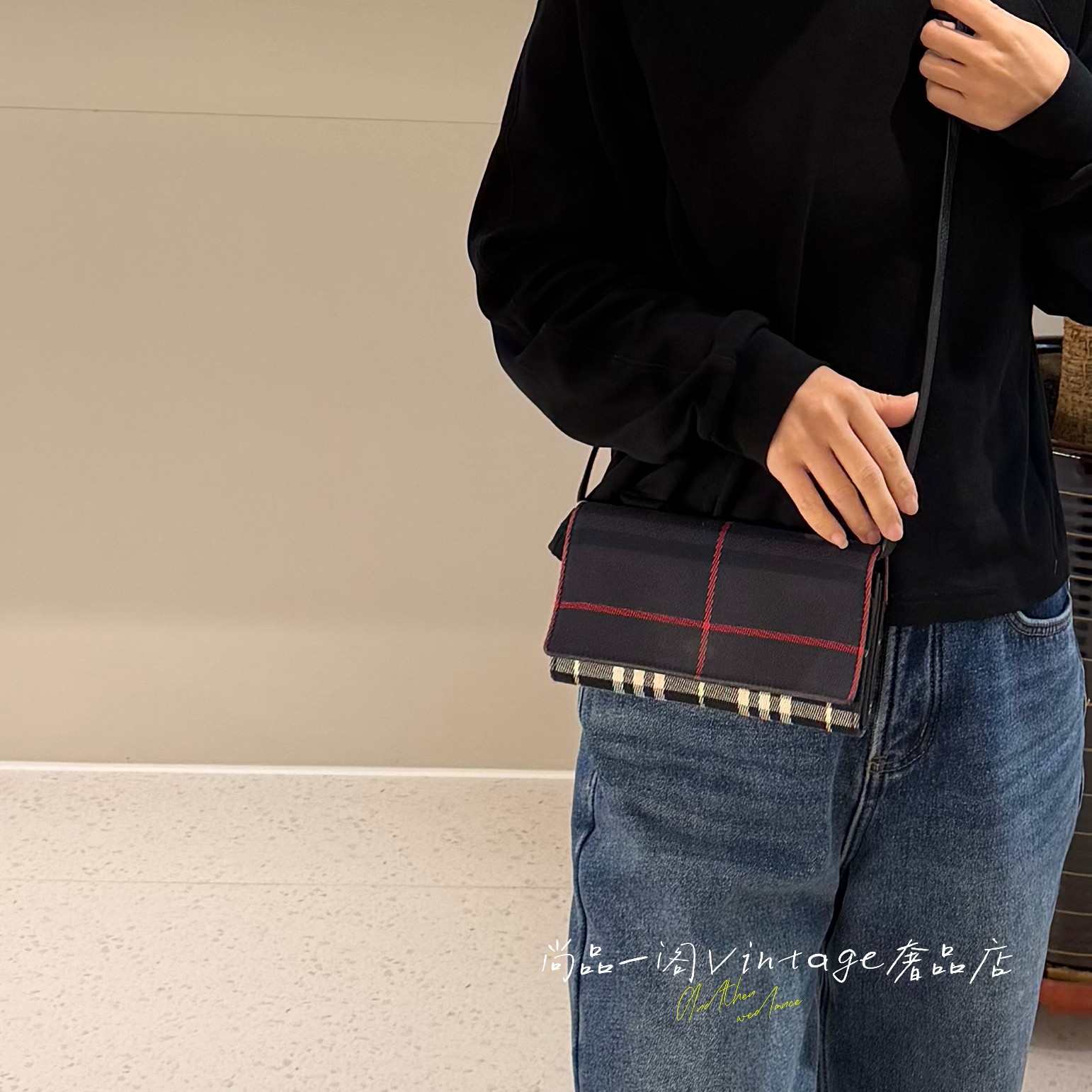 95新 BURBERRY/博柏利 尚品一阁/拼色战马格woc斜挎包