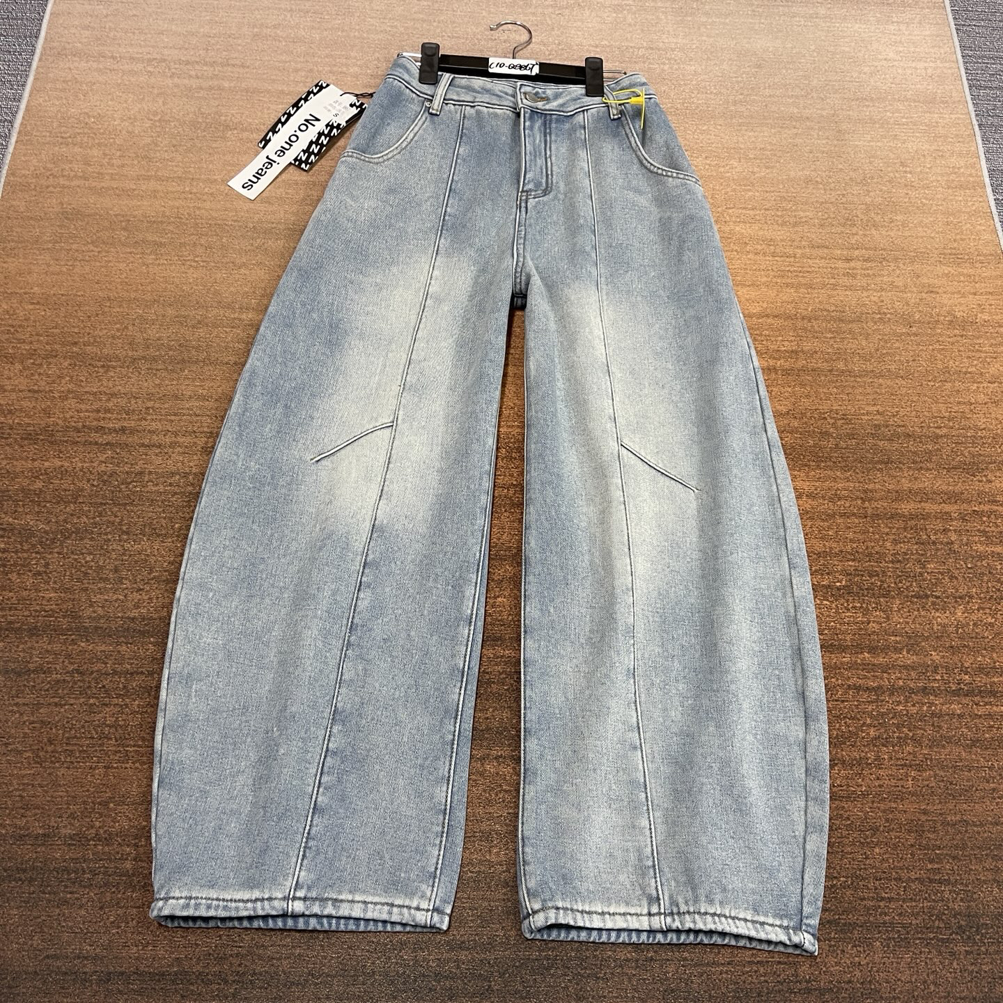 #C10-Q8867 加绒-厚绒 浅蓝超帅大版弯刀气球裤 无弹（不换退）