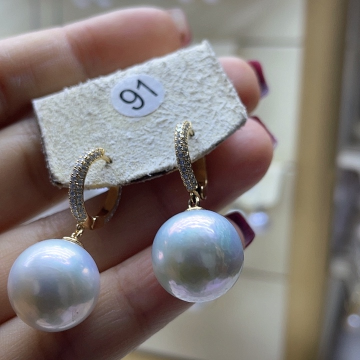 淡水珍珠耳饰银S925镶嵌