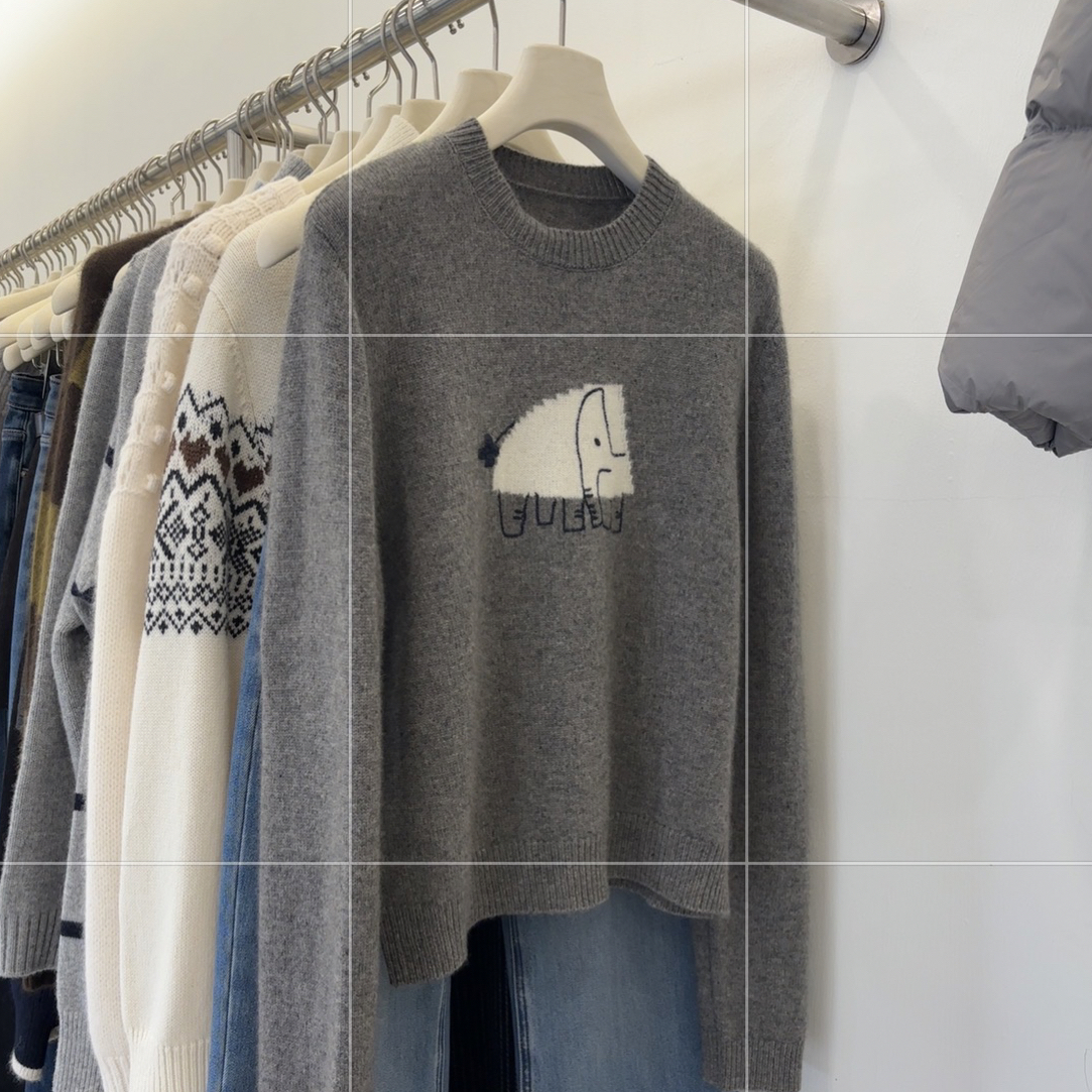 L.K粉丝专享～韩版宽松小象羊毛毛衣女2025冬季新款时尚百搭上衣潮