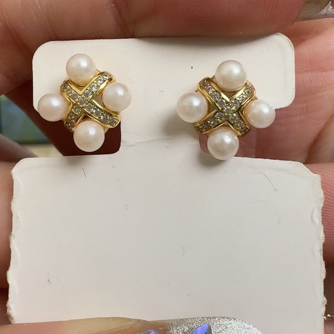 海水珍珠耳饰银S925镶嵌