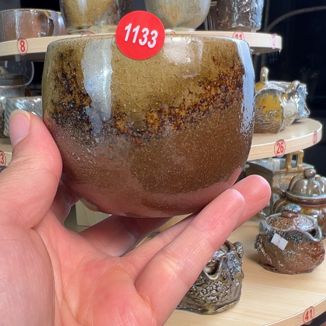 吕***品杯1133柴烧主人杯自然落灰釉