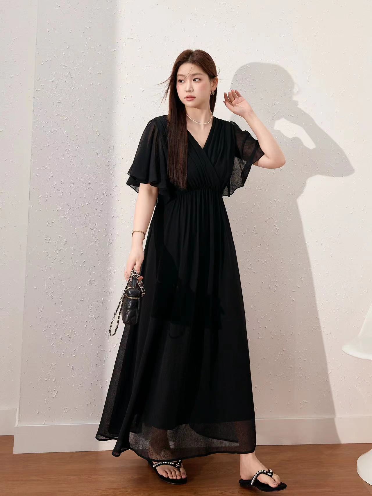 【001-100编码】夏季新款气质显瘦连衣裙宽松百搭小众法式度假长裙