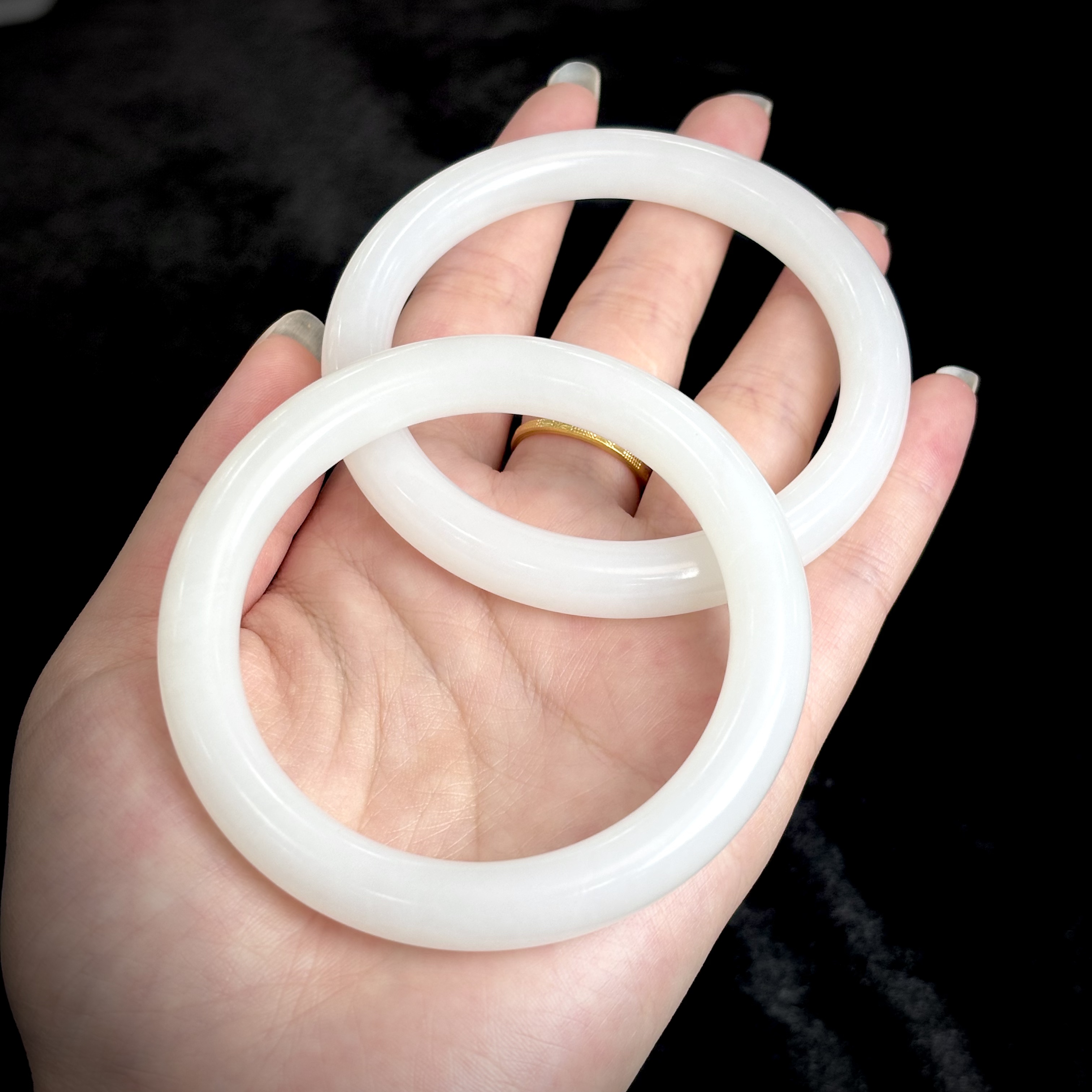 【圆满顺遂】XPY189  和田玉白玉细圆条手镯  8*8mm 多样发其一