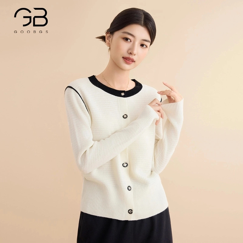 【谷邦L+】谷邦GOOBGS G4474014-6黑白撞色针织衫