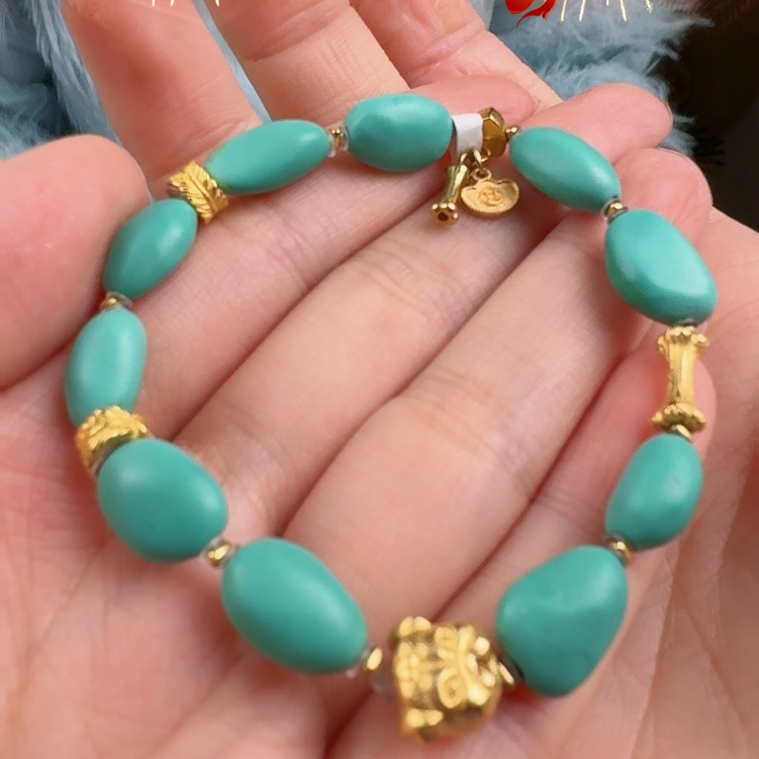 绿松石珠宝奇石18K金镶嵌