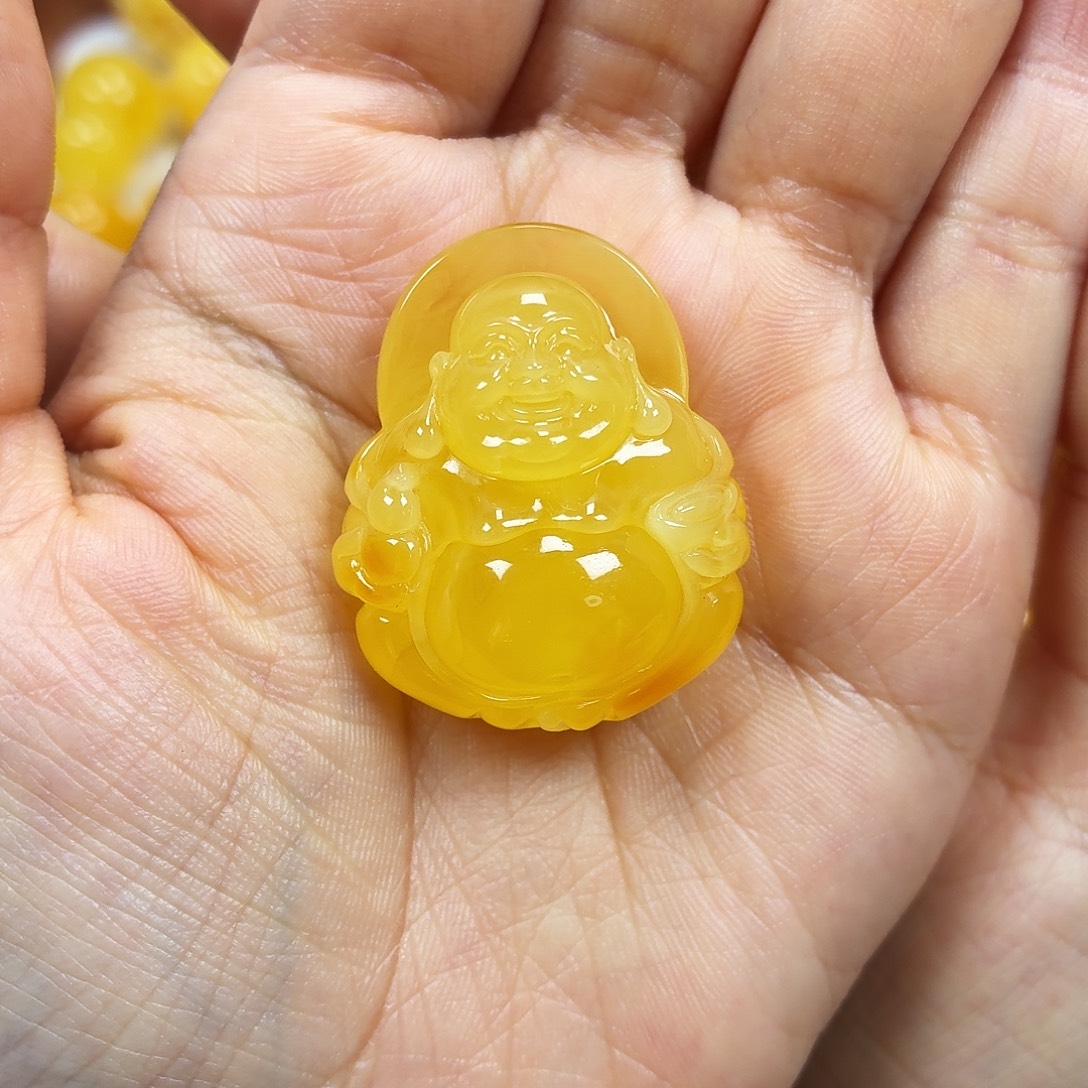 蜜蜡未镶嵌颈饰焦皮妖花佛公