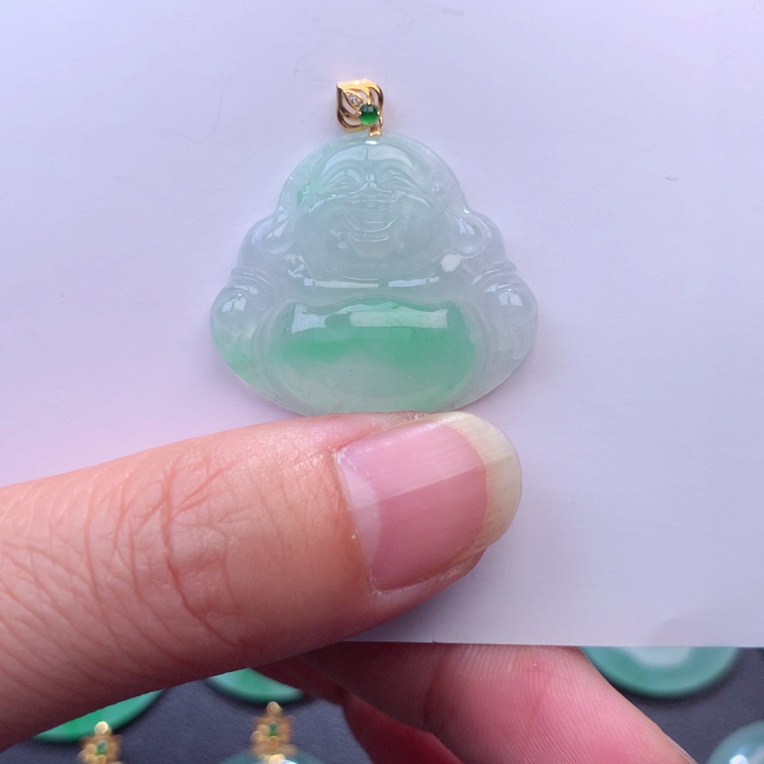 翡翠吊坠(不含链)18K金镶嵌