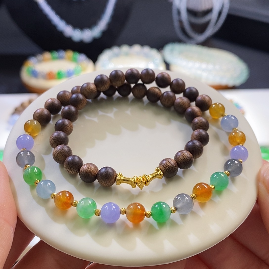 未镶嵌挂件翡翠双圈手圈