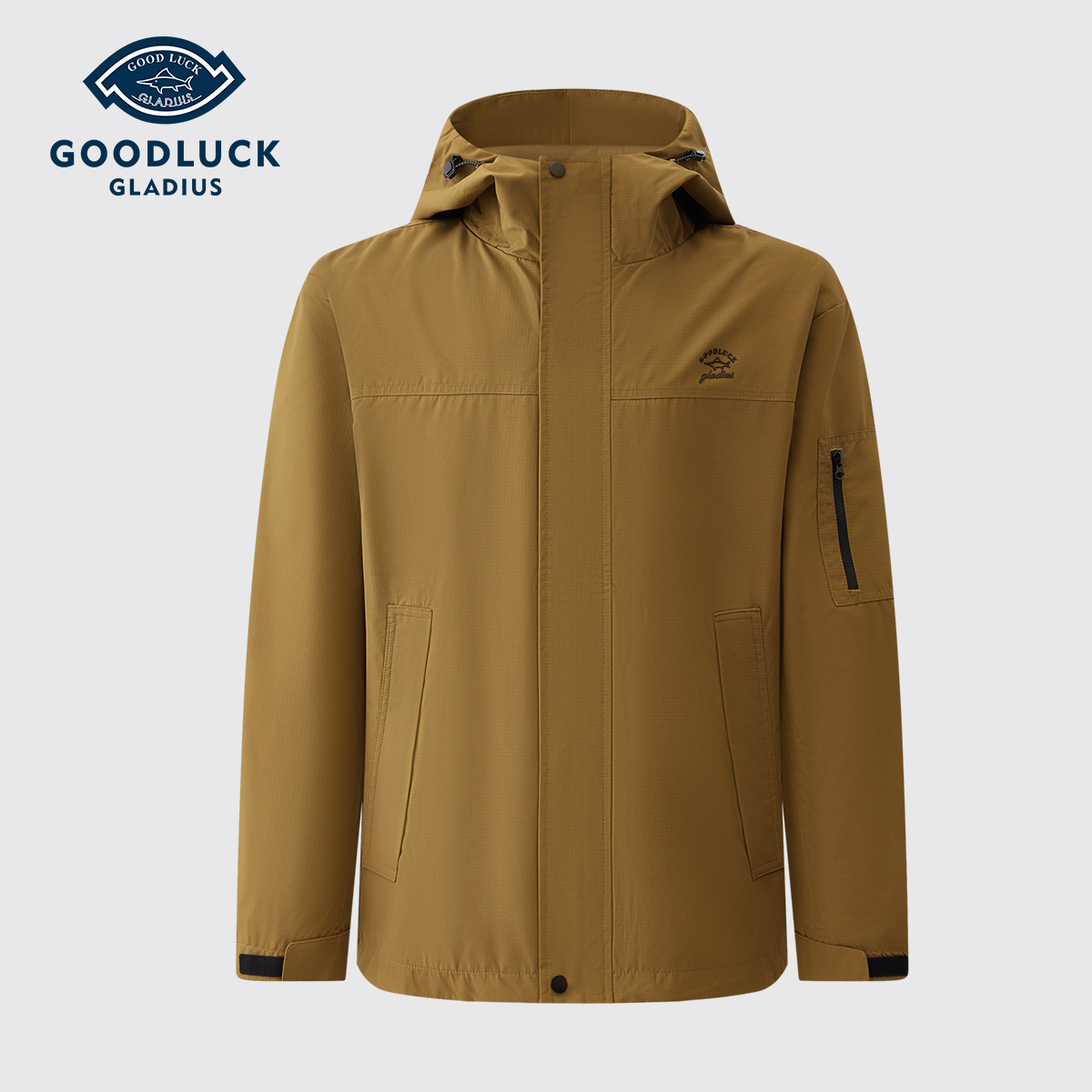 德鲨鲨鱼秋季新款轻户外冲锋衣连帽防风耐磨防水外套-L2T55302