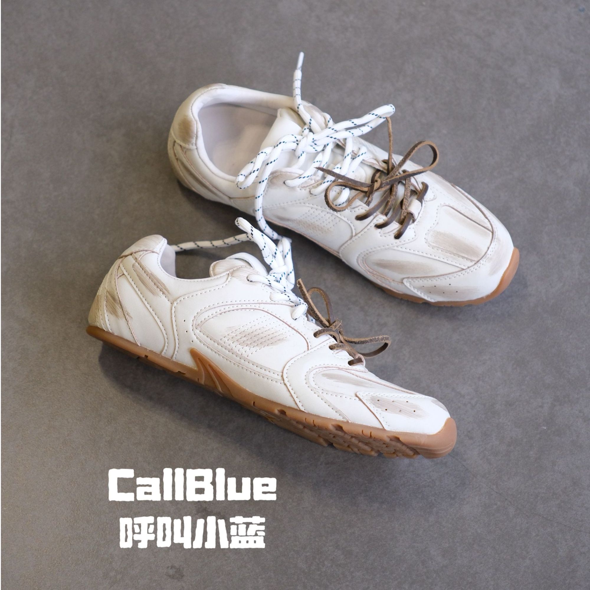 【SDL25】复古老钱风轻奢牛皮做旧双鞋带平底内增高赛车阿甘情侣鞋