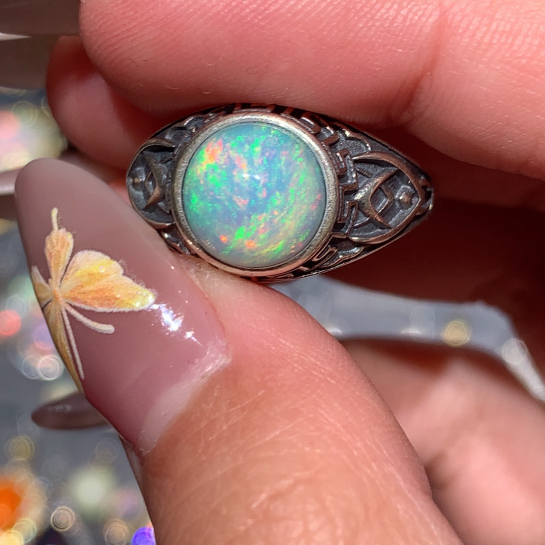 欧泊银S925镶嵌欧泊戒指y