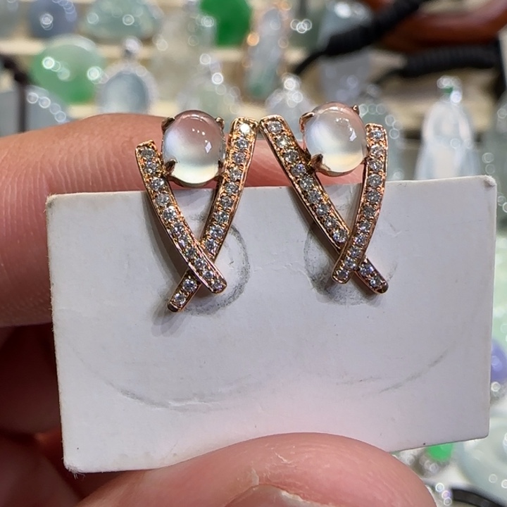 失***粒定制翡翠18K金镶嵌天然缅甸翡翠a货