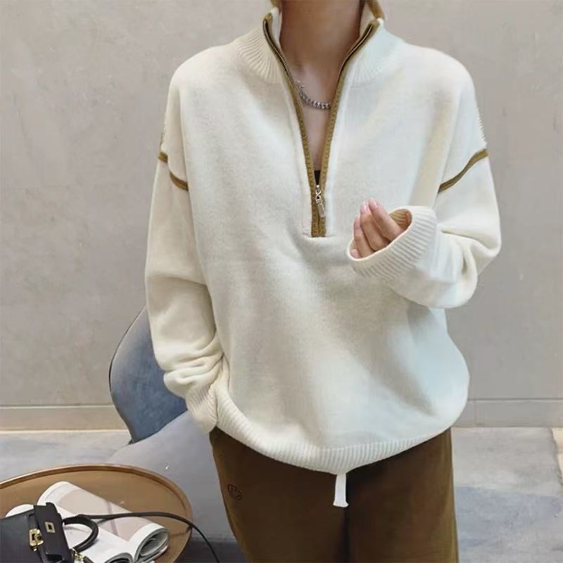 春季上新~时尚简约纯色设计款半拉链毛衣 S0228 