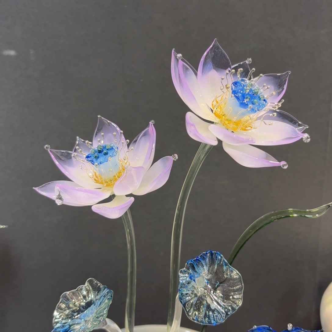 手工艺品琉璃紫气东来荷花07