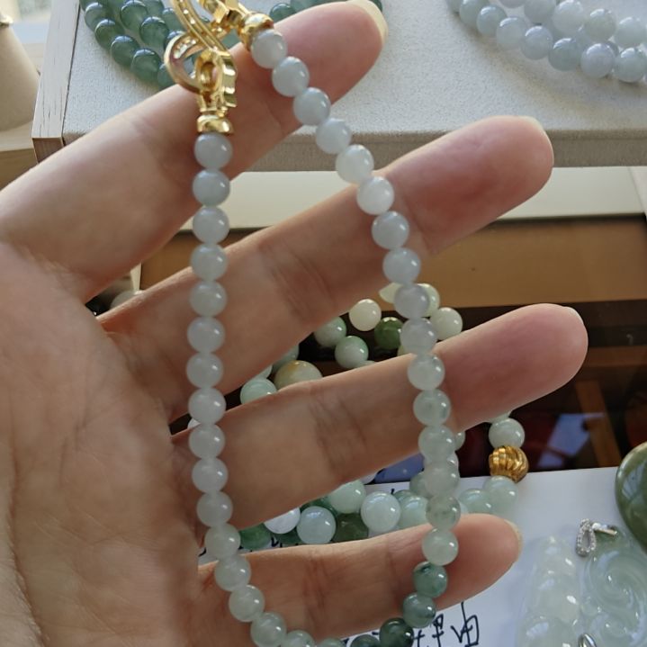 合金手链翡翠蓝飘花手串