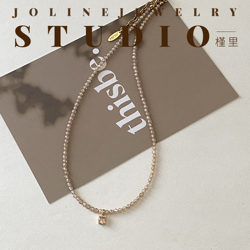  「流光」精致香槟色复古串珠女百搭锁骨链颈链