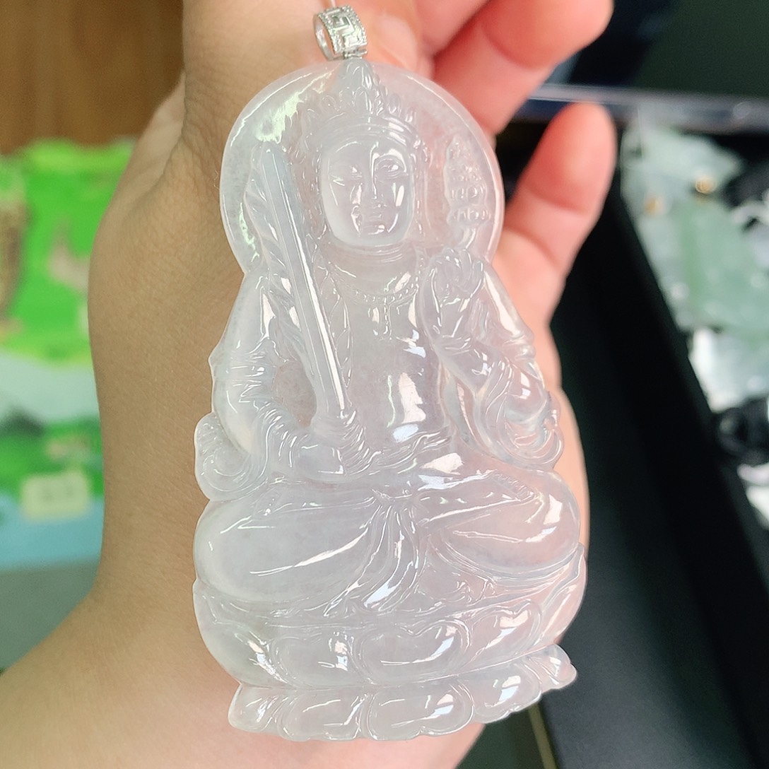 翡翠颈饰18K金镶嵌冰胶大虚空