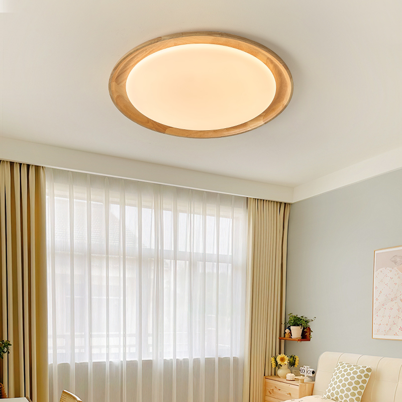 【楠木】卧室书房吸顶灯中山灯具卧室房间客厅灯新中式家用实木护眼