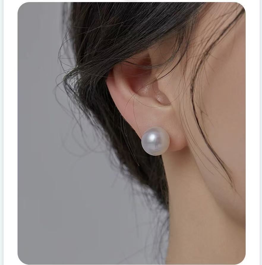 非金属仿珍珠耳饰 11-12mm净正圆-素颜小灯泡高级感珍珠耳钉Y718