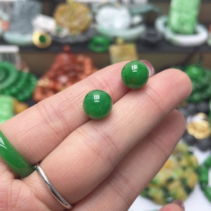 翡翠未镶嵌手链耳坠干青处理4