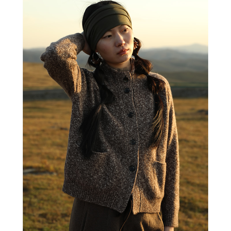 【大肚纱】云栖橪 大肚纱纯羊绒夹花纱小立领开衫