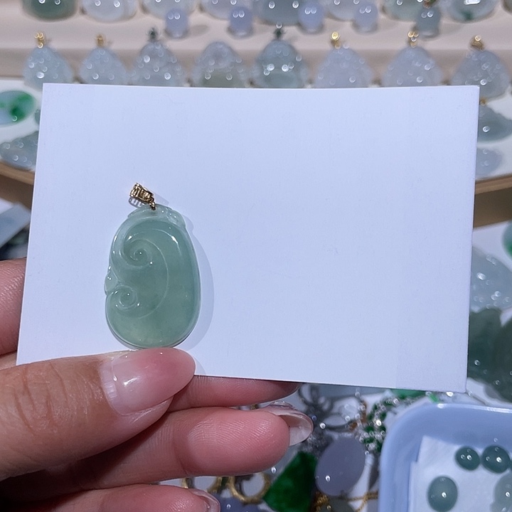 翡翠18K金镶嵌吊坠(不含链)