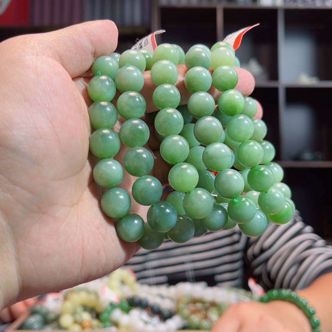 和田玉手链未镶嵌手串俄罗斯碧玉粉青多样性拍一发一12