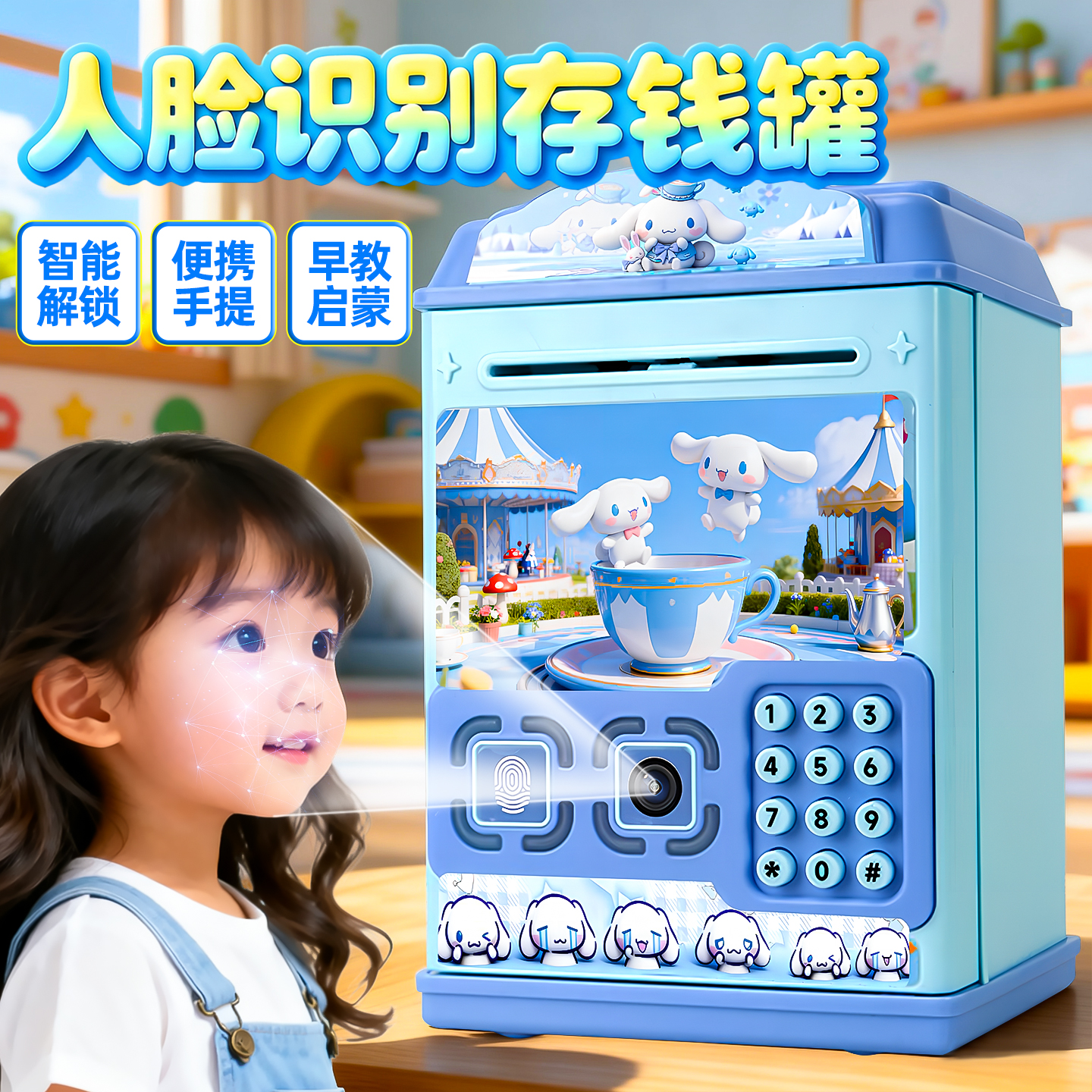 儿童存钱罐2025新款只进不出女男孩款大容量高颜值储蓄指纹保险箱