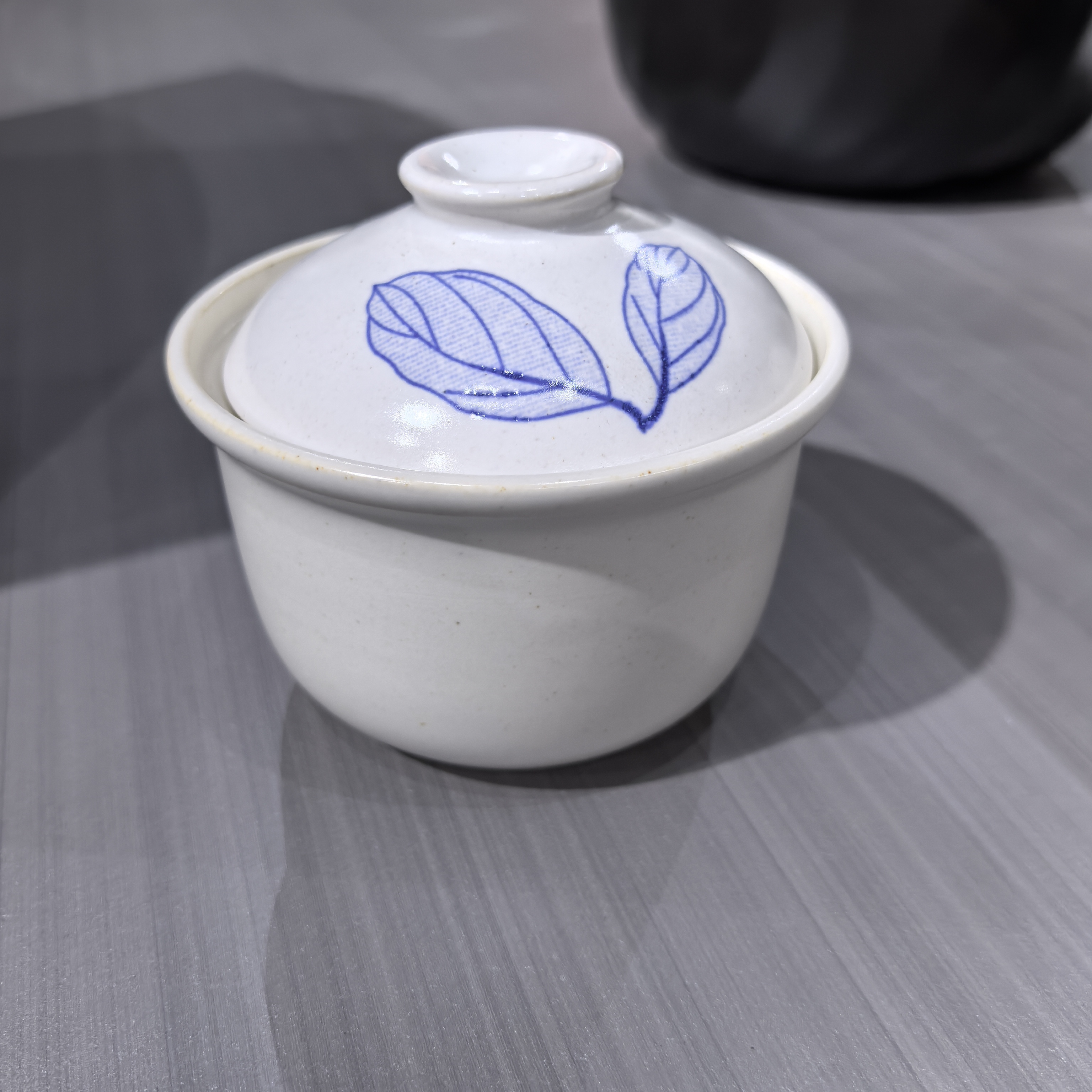 景德镇珍宝0.35升砂锅炖盅1275蓝叶子