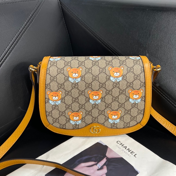 95新 GUCCI/古驰 捐金沉珠/邮差包单肩