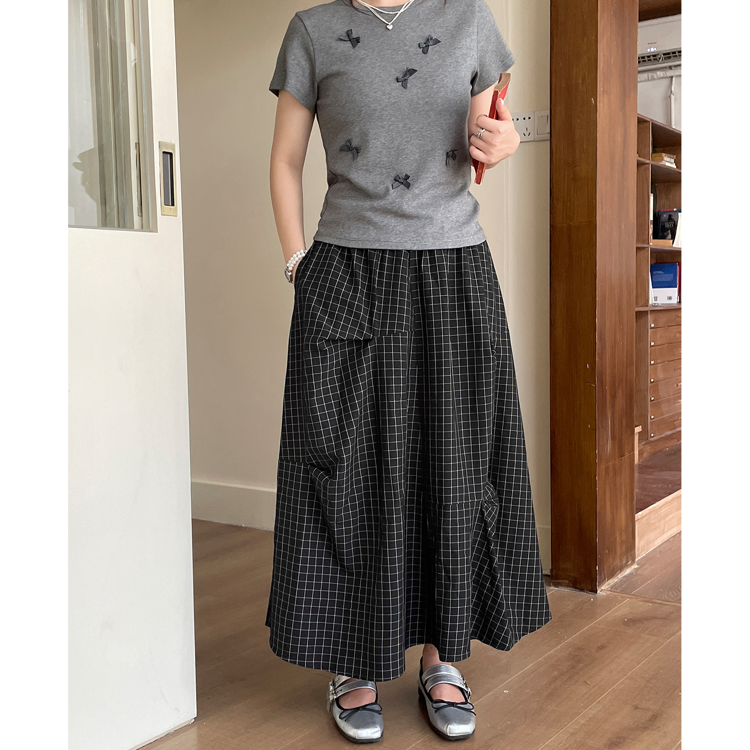 BUMENYLEE休闲百搭宽松夏季薄款百褶裙胖mm显瘦时尚设计款半身裙