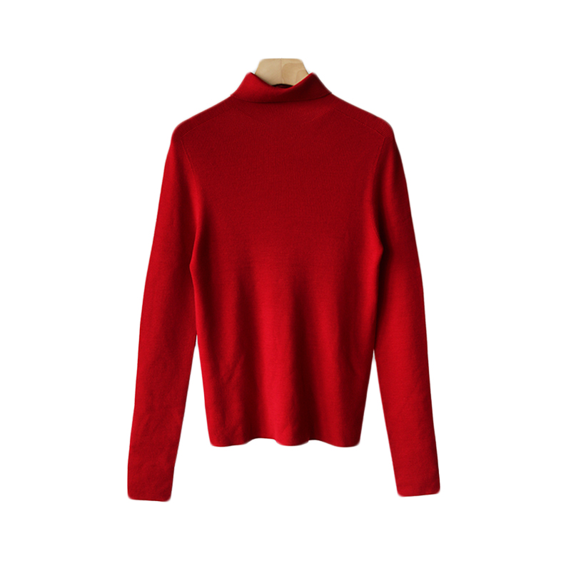 GELEISTORY 女士无缝一体100超细绵羊毛高领针织打底衫  GL9088