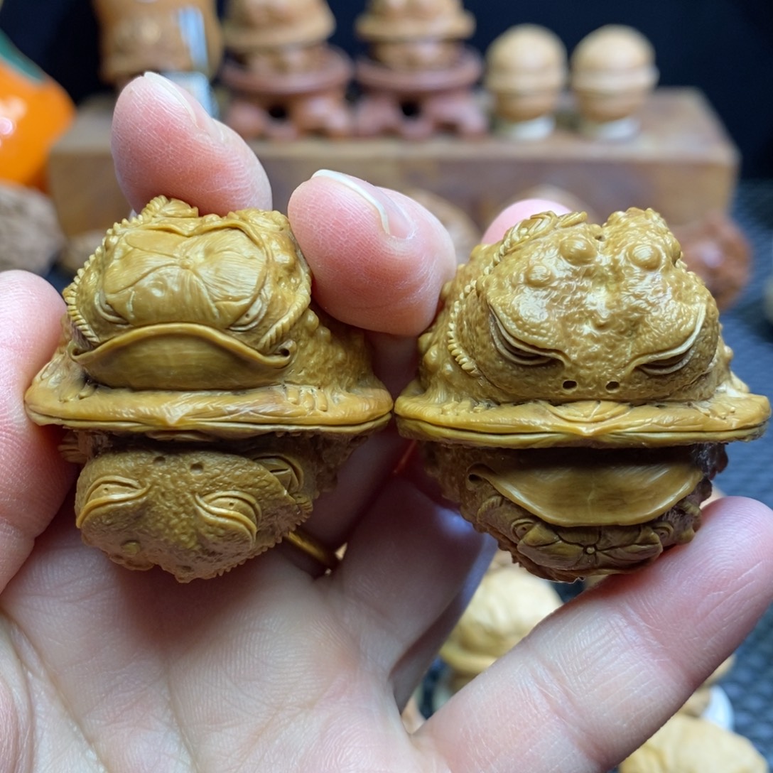 核桃手串/手链双面雕刻金蟾40