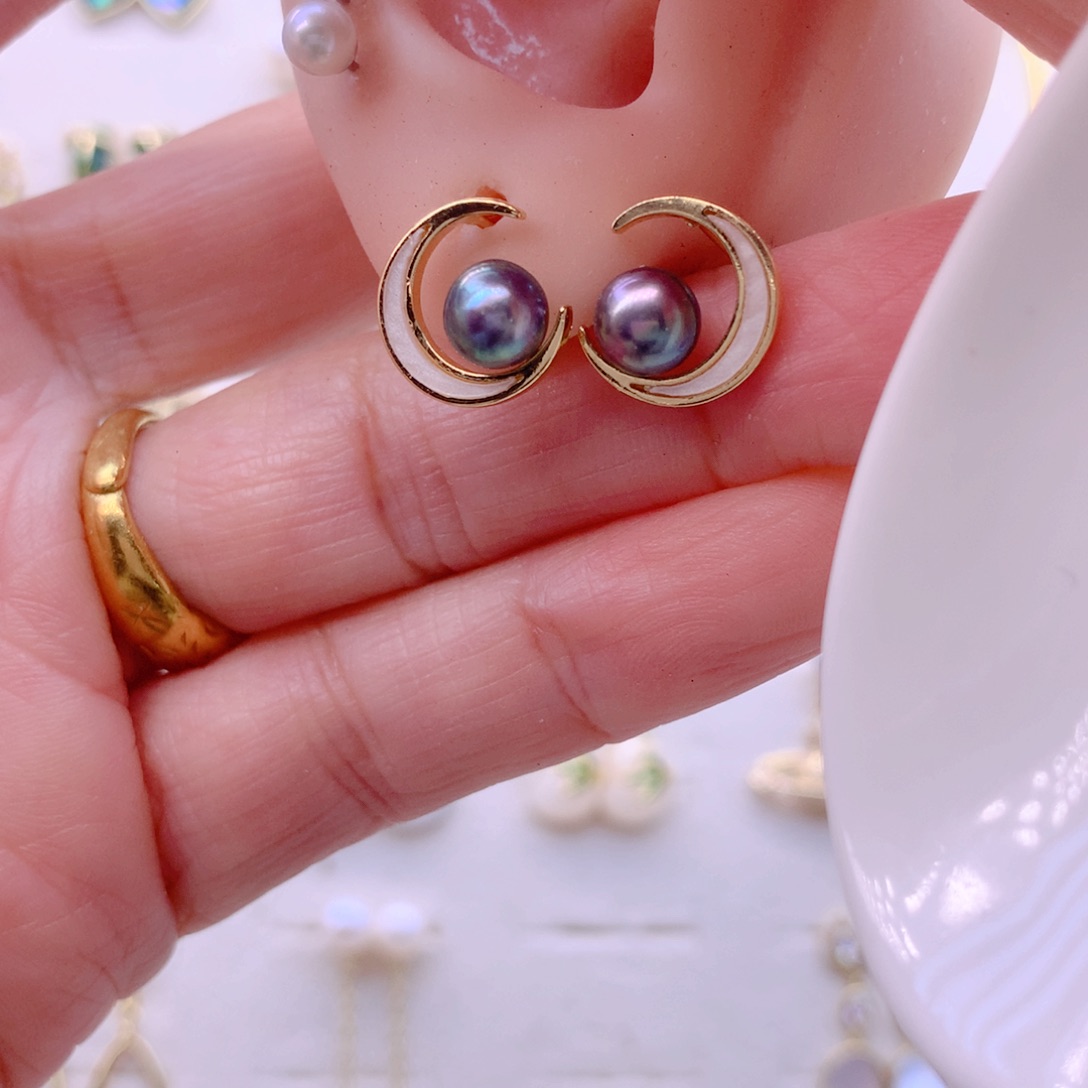 淡水珍珠耳饰合金