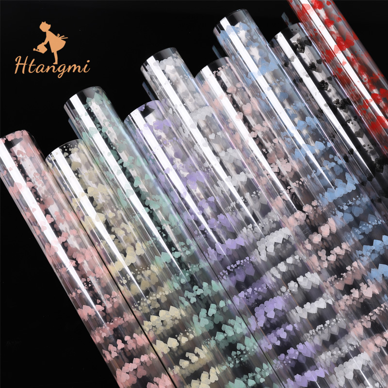 【汉唐美】透明防水opp膜爱心电波鲜花花束包装纸手工diy花艺材料