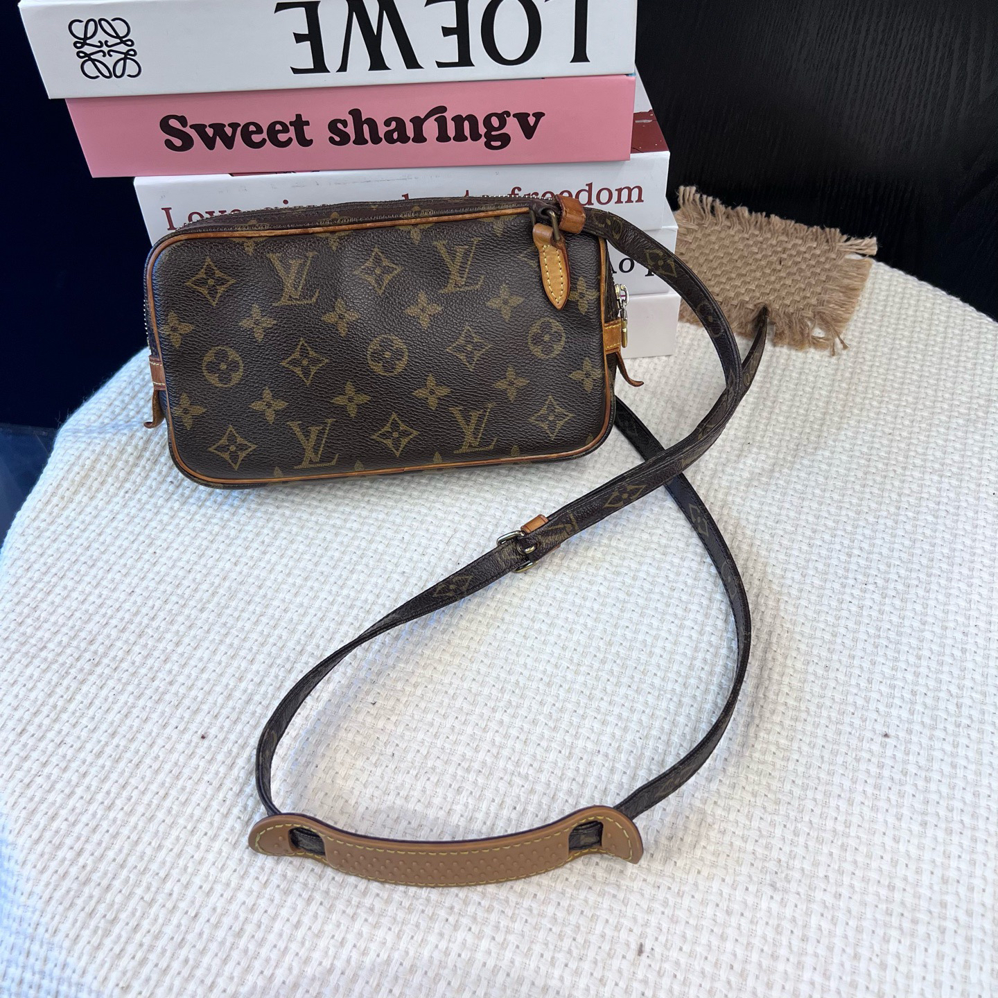 99新 LouisVuitton/路易威登 老花相机包单肩斜挎