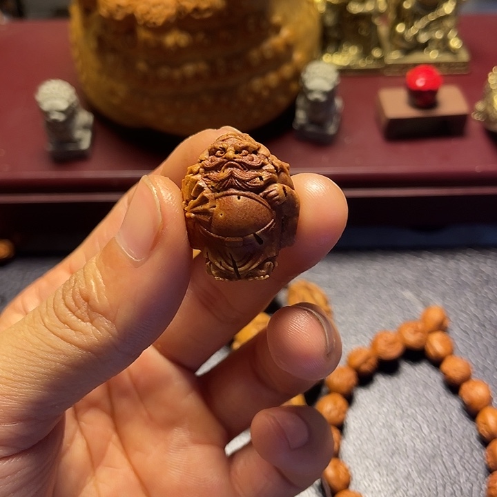 大桃核雕刻钟馗单籽