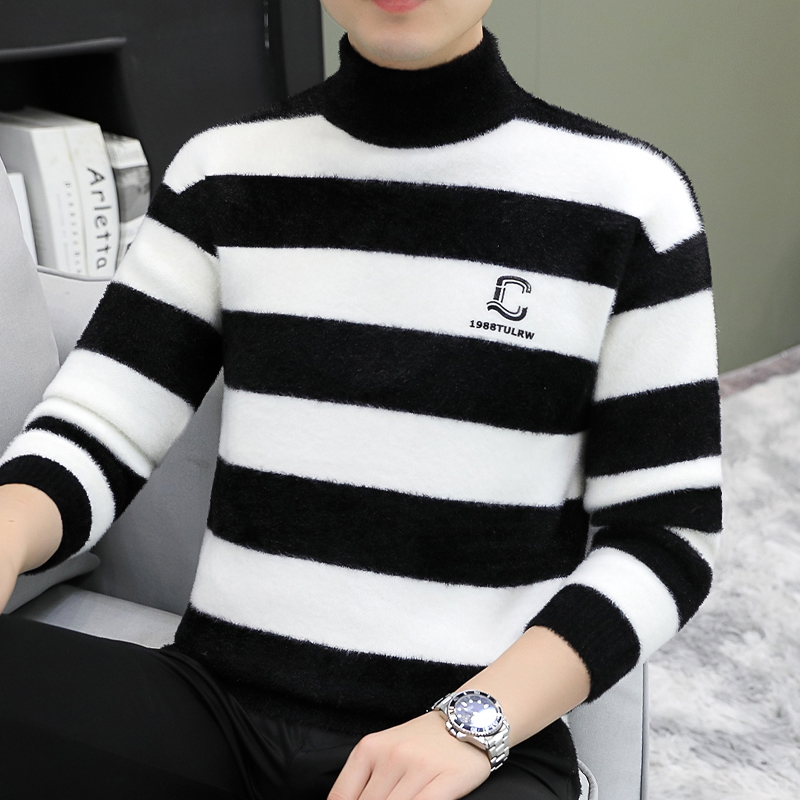 针织冬季针织衫半高领毛衣半高领保暖男士加厚